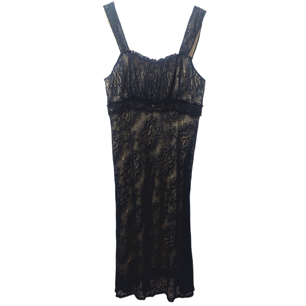 Bandolino Women's Size 12 Sleeveless Dress Black Lace Nude Cream